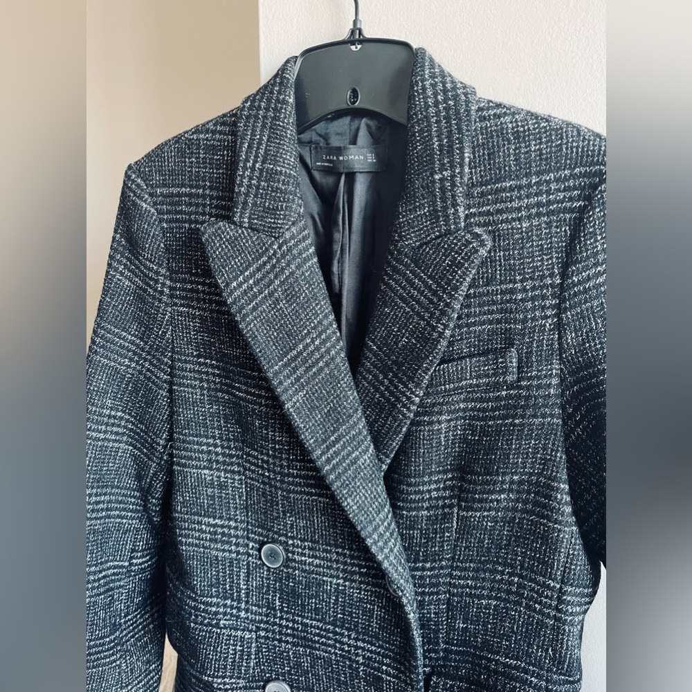 Zara Menswear Printed Wool Overcoat Coat